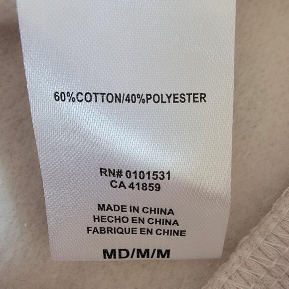 Peanuts Snoopy Woodstock Christmas Holiday Zip Hoodie Merry & Bright Cream Sz M - Picture 10 of 10